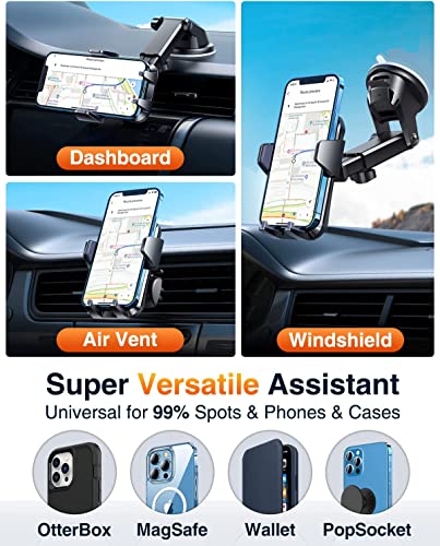 VANMASS Car Phone Holder 2023,【60+ LBS Strong Suction & Military Protection】Multi-Scene Mobile Phone Mount Cradle for Cars Van,【Patent & Safety Certs】Dash Window Vent for iPhone 14 13 Pro Max Samsung