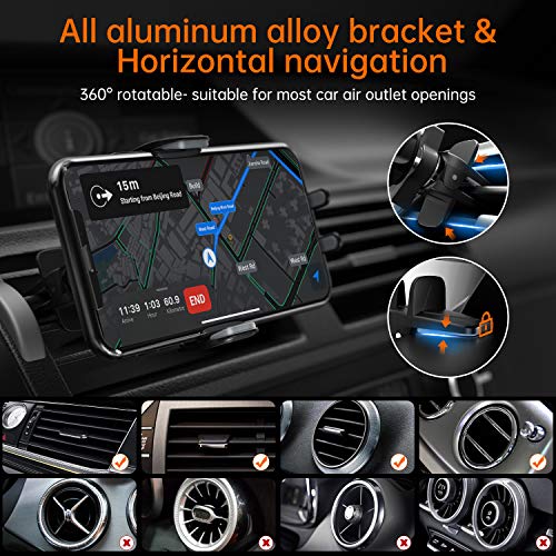 Auckly Wireless Car Charger, [Electromagnetic Sense] Qi 15W Fast in Car Wireless Charger Automatic Sensor Phone Holder Vent Mount Compatible for iPhone 12 13 14 Pro Max Plus Mini 11 Pro XS/XR etc