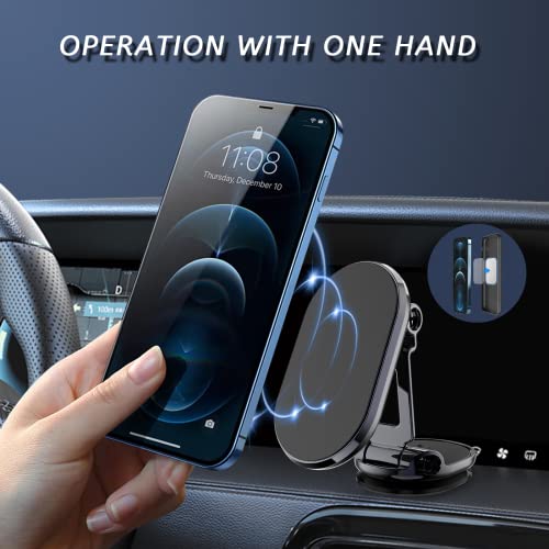 Qianyou Car Phone Holder Mount, Universal Foldable Magnetic Smartphone Holder, 360° Adjustable Mobile Holder for Car Dashboard, Car Accessories Compatible with iPhone, Samsung, Huawei