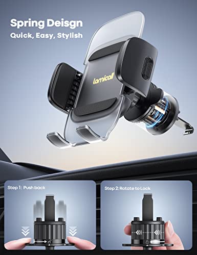 Lamicall Car Vent Phone Holder - [2023 Spring Clip] Quick Release Car Phone Mount with Metal Hook, Universal Air Vent Cradle for iPhone 14 13 12 11 Pro Max Plus Mini, Xs XR X, Samsung S23, 4-7” Phone
