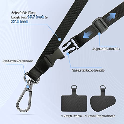 ROCONTRIP Crossbody Phone Lanyard Patch Neck Strap Lanyard with Detachable Neckstrap Compatible with Most Smartphone(Black)