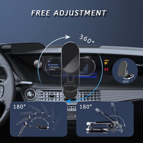 Qianyou Car Phone Holder Mount, Universal Foldable Magnetic Smartphone Holder, 360° Adjustable Mobile Holder for Car Dashboard, Car Accessories Compatible with iPhone, Samsung, Huawei