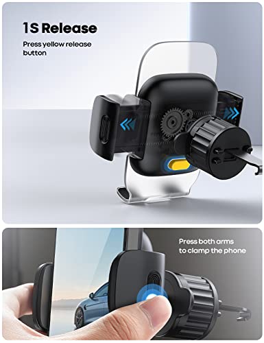 Lamicall Car Vent Phone Holder - [2023 Spring Clip] Quick Release Car Phone Mount with Metal Hook, Universal Air Vent Cradle for iPhone 14 13 12 11 Pro Max Plus Mini, Xs XR X, Samsung S23, 4-7” Phone