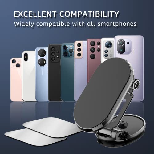 Qianyou Car Phone Holder Mount, Universal Foldable Magnetic Smartphone Holder, 360° Adjustable Mobile Holder for Car Dashboard, Car Accessories Compatible with iPhone, Samsung, Huawei