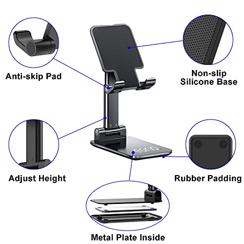 Amazon Brand – Eono Phone Stand for Desk, Foldable Adjustable Cell Phone Tablet Holder, Compatible with iPhone 14 Pro 13 12 Pro Max iPhone 12, Samsung Galaxy Note 21 S20, Kindle etc