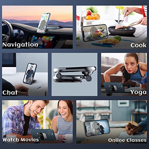 Qianyou Car Phone Holder Mount, Universal Foldable Magnetic Smartphone Holder, 360° Adjustable Mobile Holder for Car Dashboard, Car Accessories Compatible with iPhone, Samsung, Huawei