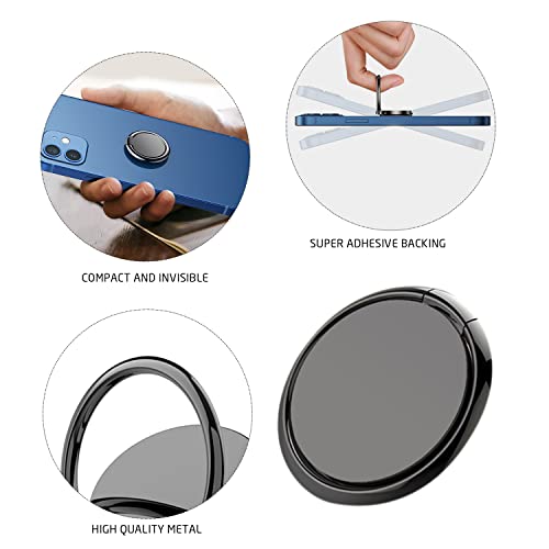2 Pieces Mobile Phone Ring Holder, 360° Degree Rotatable Holder, Universal Mobile Phone Brackets, Strong Adsorption, Suitable for all Smart Phones and Phone Cases (Black, Silver)