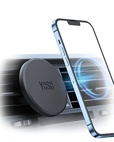 YOSH Mag-Safe Air Vent Car Mount Magnetic Car Phone Holder, Magnet Mobile Phone Holder for Car Vent, Car Cradle for iPhone 14/13/12 Series & MagSafe Case without Extra Metal Plates