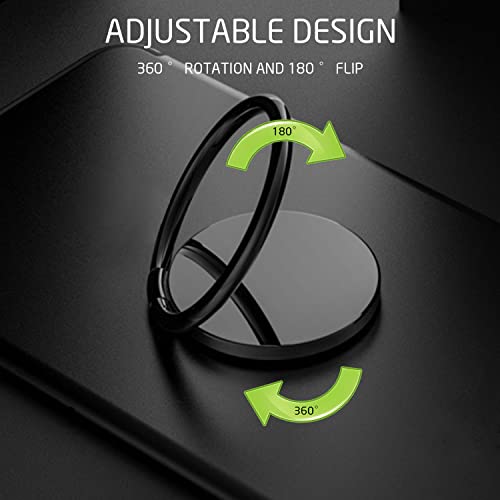 2 Pieces Mobile Phone Ring Holder, 360° Degree Rotatable Holder, Universal Mobile Phone Brackets, Strong Adsorption, Suitable for all Smart Phones and Phone Cases (Black, Silver)