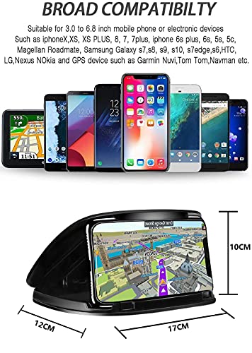DeegoDirect Car Phone Holder Cradles, Universal Mobile Phone Car Mount Dashboard Holder Fit for 3-6.8 inch Devices Compatible for iPhone, Samsung S22, S21, Huawei, GPS Devices