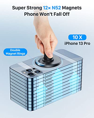 YOSH Mag-Safe Air Vent Car Mount Magnetic Car Phone Holder, Magnet Mobile Phone Holder for Car Vent, Car Cradle for iPhone 14/13/12 Series & MagSafe Case without Extra Metal Plates
