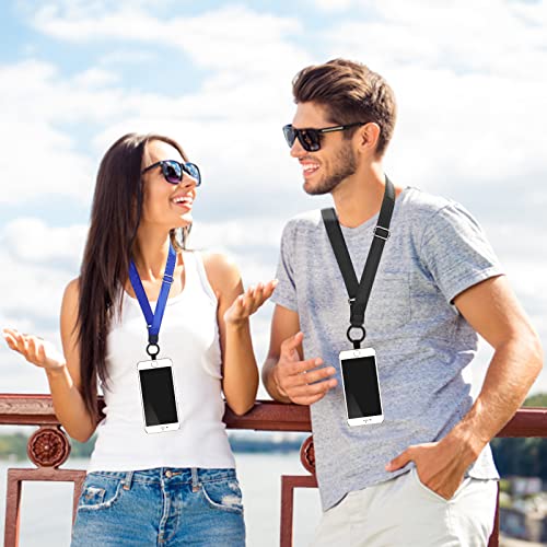 Molain Phone Lanyards for Around the Neck, Universal Cell Phone Lanyard Crossbody, Adjustable Mobile Phone Straps, Nylon Patch Phone Neck Strap Compatible with All Smartphones (3 Pcs, Black+Blue+Gray)
