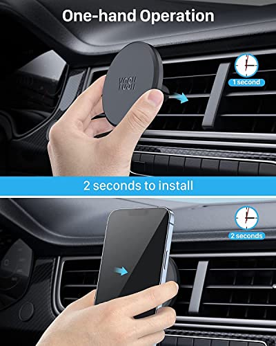YOSH Mag-Safe Air Vent Car Mount Magnetic Car Phone Holder, Magnet Mobile Phone Holder for Car Vent, Car Cradle for iPhone 14/13/12 Series & MagSafe Case without Extra Metal Plates