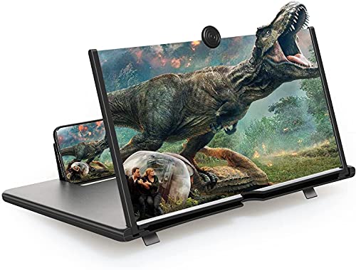 STEBRUAM 16 Inch Mobile Phone Screen Magnifier,Folding Stand Holder Portable for Movie Video Enlarger 3D Phone Agnifier Screen Pull Design for All Smartphone(Black)