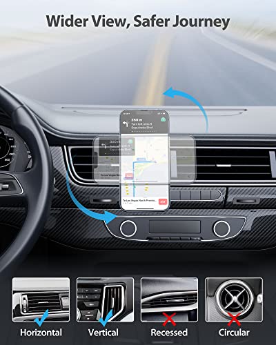YOSH Mag-Safe Air Vent Car Mount Magnetic Car Phone Holder, Magnet Mobile Phone Holder for Car Vent, Car Cradle for iPhone 14/13/12 Series & MagSafe Case without Extra Metal Plates