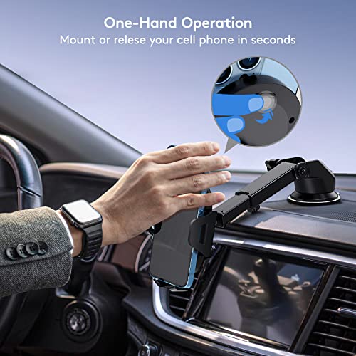 ANCOOLE Car Phone Holder [Strong Suction Cup] Long Arm for Car Windshield Dashboard, Compatible with iPhone 14/13/12/11, Samsung Galaxy S21 and More