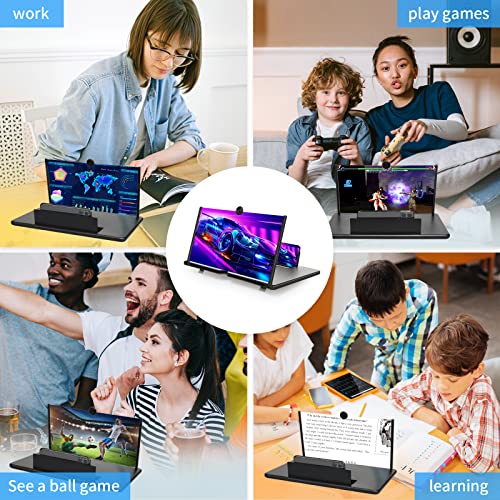 STEBRUAM 16 Inch Mobile Phone Screen Magnifier,Folding Stand Holder Portable for Movie Video Enlarger 3D Phone Agnifier Screen Pull Design for All Smartphone(Black)