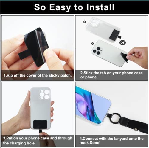 Molain Phone Lanyards for Around the Neck, Universal Cell Phone Lanyard Crossbody, Adjustable Mobile Phone Straps, Nylon Patch Phone Neck Strap Compatible with All Smartphones (3 Pcs, Black+Blue+Gray)