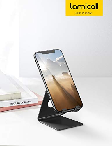 Phone Stand, Lamicall Phone Dock - Universal Stand, Cradle, Holder, Dock Compatible with iPhone 14 Pro Max Plus, 13 12 Pro Max Mini, 11 Pro Xs XR X 8 7 6s, HUAWEI, Samsung S21 S20, Smartphones - Black