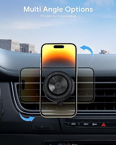 O-Mag DriveSafe Car Phone Mount, Air Vent Car Phone Holder, Powerful Magnetic Mounting and Vacuum Suction Cup, Easy One Hand Use, 360° Adjustable, Fits iPhone, MagSafe Cases and Android phones