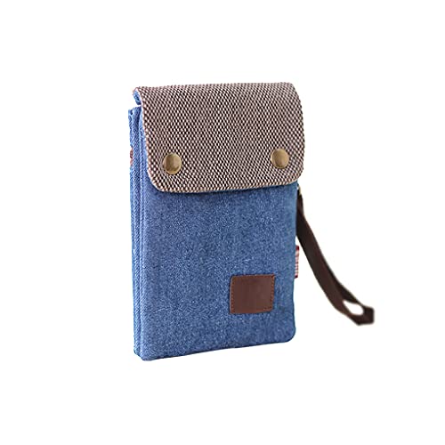 Cell Phone Holder Mini Crossbody Bag Purse Shoulder Bag Smartphone Mobilephone Wallet Unisex Cotton Canvas Bag Purse for Keys, Coins, Passport, Cell Phone, Candy Clutch Handbag Dark Blue