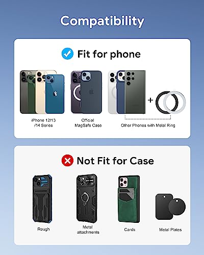 O-Mag DriveSafe Car Phone Mount, Air Vent Car Phone Holder, Powerful Magnetic Mounting and Vacuum Suction Cup, Easy One Hand Use, 360° Adjustable, Fits iPhone, MagSafe Cases and Android phones