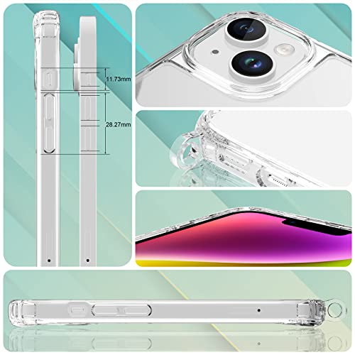 UYMO Crossbody Cell Phone Case for iPhone 14 Plus 6.7", with 2 Pack Tempered Glass Screen Protector + 1 Pack Camera Lens Protector,Adjustable Necklace Lanyard Cover Holder with Cord Strap - Rainbow