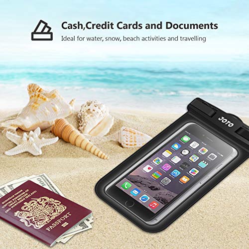 JOTO Universal Waterproof Pouch Cellphone Dry Bag Case for iPhone 14 13 12 Pro Max Xs Max XR X 8 7 6S Plus SE, Galaxy S22 S22+ S21 FE -Black
