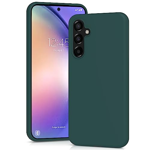 YATWIN Silicone Case for Samsung Galaxy A54 5G, Soft-Touch, Shockproof, DustProof, Antiskid Full Body Armour Phone Cover for Samsung Galaxy A54 5G - Dark Green