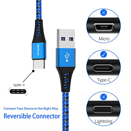 USB C Cable Type C Charger Cable 1M Fast Charging Cable Lead Nylon Braided Phone USB-C Charger Cable for Samsung Galaxy S23 S22 S21 Ultra S20 Fe Plus S10 S9 S8 A40 A50 A70 A20e A3 A5 2017,Note 20 10