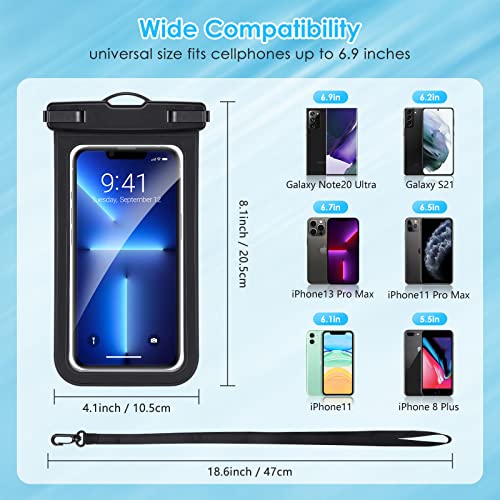 KKM Waterproof Phone Pouch, IPX8 Waterproof Phone Case Cell Phone Dry Bag with Adjustable Lanyard for iPhone 14 Pro/14 Pro Max/14/14 Plus/13/12/11/XS, Samsung S22 S20 More Up to 6.9 Inches