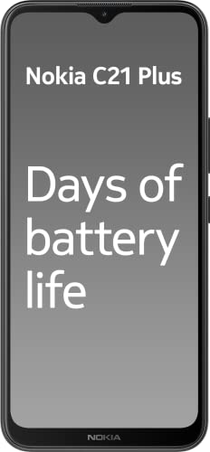 Nokia C21 Plus Smartphone with 6.5" HD+ Display, Toughened Glass, 2-Day Battery Life, 13MP Dual-Camera with HDR, Panorama & Beautification, Clean OS, 2 Years Security Updates, Dual-Sim - Grey