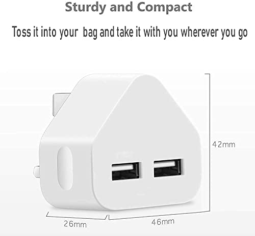 Galaxy A23 / A23 5G / A22 5G / A22 / A21S / A21 / A04S / A04 Type C Charger, Dual USB Port [1M] Fast Charging Cable Charger Triangle UK 3 Pin Mains Wall Plug USB C Charger For Samsung Galaxy A22 5G
