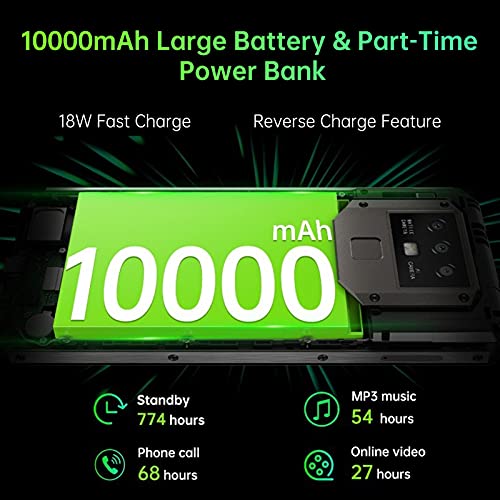 OUKITEL 10000mAh Battery Mobile Phones SIM Free Unlocked, K15 Plus 6.52-Inch 18W Fast+Reverse Charge, Android 11 4G Dual SIM Smartphone, 13MP Triple Camera 32GB+4GB Fingerprint Face ID NFC Black