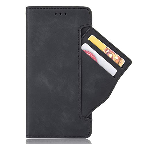 Phone Case for Oneplus Nord /5G With Tempered Glass Screen Protector Card Holder Slot Stand Kickstand Shockproof Protective Wallet Purse Leather oneplusnord 1 plus 1plus one+ one + 1+ one+ Black