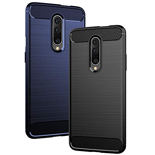 Phone Case for Oneplus 7 Pro and Tempered Glass Screen Protector Film Cover with Mobile Bumper Accessories Shockproof Silicone Rubber Oneplus7Pro One Plus Plus7pro 1 1Plus OnePlus7 7Pro + 1+ Blue