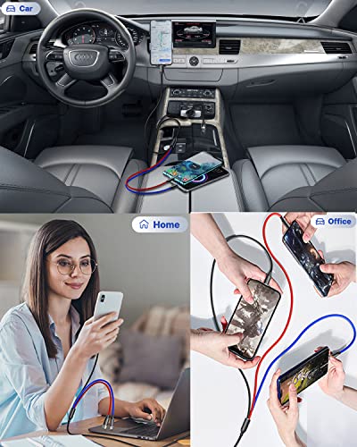 Multi Charger Cable, Multi Charging Cable 3 in 1 Fast Multi USB Charger Cable Multiple Cable Nylon with Micro USB Type C, iP 14 13 12 11 Android Galaxy S22 S21 S20, Huawei, OnePlus, Kindle, LG
