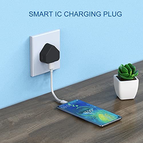 3 Pack USB Plug UK 3 Pin Mains Charger,Rekavin USB Wall Charger Plug Adaptor UK Compact Phone Charge Head 5V/1AMP Charging for iPhone 13/12 Pro/11/11 Pro/10/Xs/XS Max/XR/X/8/7/6 Plus,iPad,USB Device