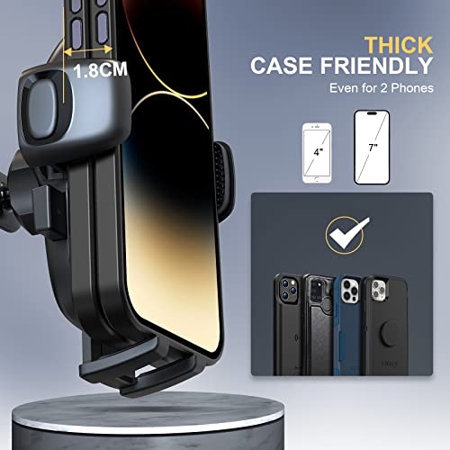 Jiancrate Mobile Phone Holder for Cars, Phone Mount for Dashboard Windscreen, 360° Rotation Washable Suction Cup Base, Cars Cradle with One Button Release Compatible with iPhone 14 13 12 11 Samsung