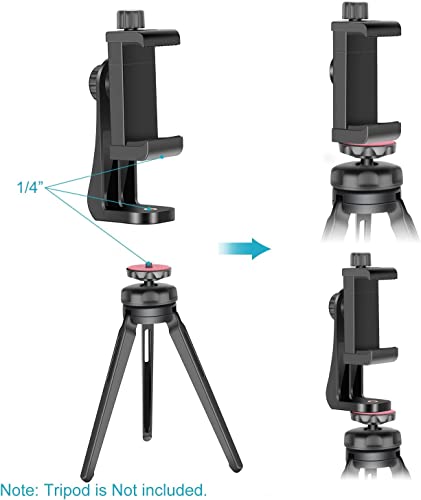 Neewer Smartphone Holder Vertical Bracket with 1/4-inch Tripod Mount - Phone Clip Tripod Adapter for X 8 7 plus 7 6 plus, Samsung S8 S7 S6 and Other Phones within 1.9-3.9 inches Width (Black)