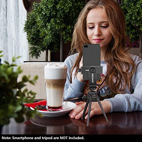 Neewer Smartphone Holder Vertical Bracket with 1/4-inch Tripod Mount - Phone Clip Tripod Adapter for X 8 7 plus 7 6 plus, Samsung S8 S7 S6 and Other Phones within 1.9-3.9 inches Width (Black)