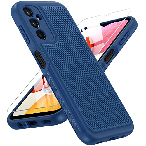 FNTCASE for Samsung A14 Phone Case: Dual Layer Shockproof Drop Protection Case - Galaxy A14 4G/5G 360 Military Grade Protective Mobile Phone Cover Rugged Matte Heavy Duty Slim TPU Aesthetic Cases Blue