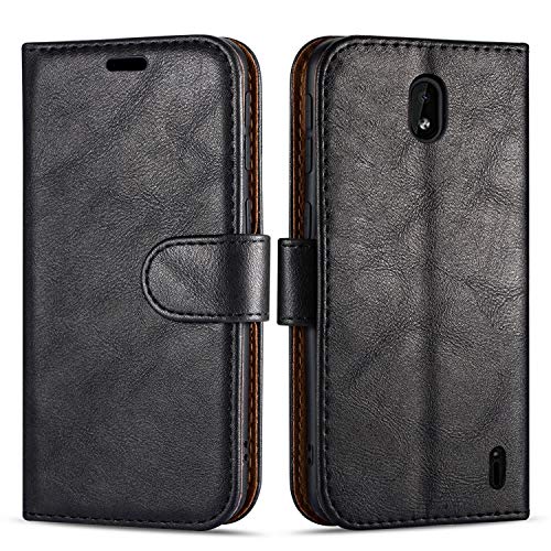 Case Collection for Nokia 1 Plus Phone - Premium Leather Folio Flip Cover | Magnetic Closure | Kickstand | Money and Card Holder Wallet | Compatible with Nokia 1 Plus Case Black