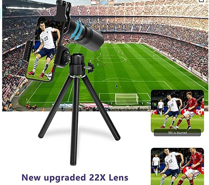 Selvim Phone Camera Lens Kit 9 in 1: 22X Telephoto Lens, 235° Fisheye Lens, 25X Macro Lens, 0.62X Wide Angle Lens, Phone Lens Compatible with iPhone 11 12 8 7 6 Plus X XS XR Samsung Android