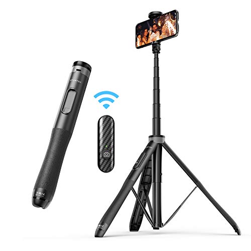 ATUMTEK 1.3m Selfie Stick Tripod, All in One Extendable Phone Tripod Stand with Bluetooth Remote 360° Rotation for iPhone and Android Phone Selfies, Video Recording, Vlogging, Live Streaming, Black
