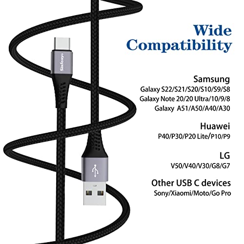 USB C Cable Type C Charger Cable 1M Fast Charging Cable Lead Nylon Braided Phone USB-C Charger Cable for Samsung Galaxy S21 S22 Ultra S20 Fe Plus S10 S9 S8 A40 A50 A70 A20e A3 A5 2017,Note 20 8 9 10