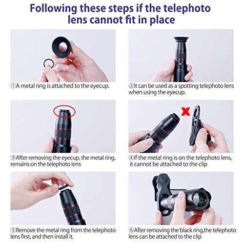 Selvim Phone Camera Lens Kit 9 in 1: 22X Telephoto Lens, 235° Fisheye Lens, 25X Macro Lens, 0.62X Wide Angle Lens, Phone Lens Compatible with iPhone 11 12 8 7 6 Plus X XS XR Samsung Android