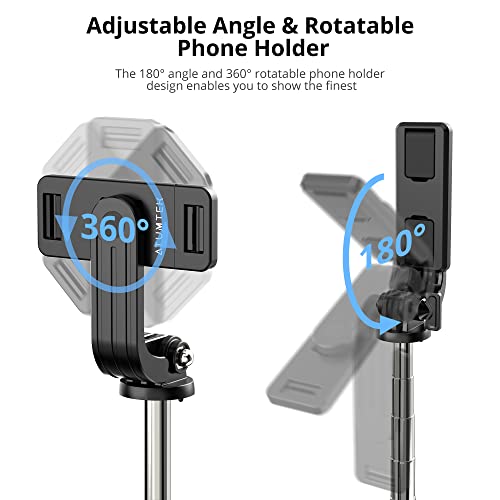 ATUMTEK 1m Selfie Stick Tripod, Extendable Bluetooth Selfie Stick with Wireless Remote for iPhone 13/13 Pro/13 mini/12/11/11 Pro/XS/XR/X/8/7 Plus, Samsung, Huawei, Google, LG, Sony Smartphones, Black