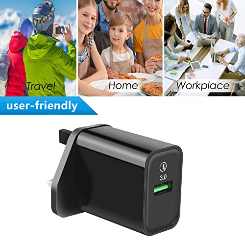 Fast Charger for Samsung Galaxy S9 S8 Plus A41 A52 A52S 5G A53 A8 A9 2018,A3 A5 2017,Sony Xperia 1 5 10 II,XA1 XA2,XZ3 XZ2 XZ1 Compact,L3 L4,QC 3.0 USB Wall Plug,18W Phone Travel Adapter+1.8M C Cable
