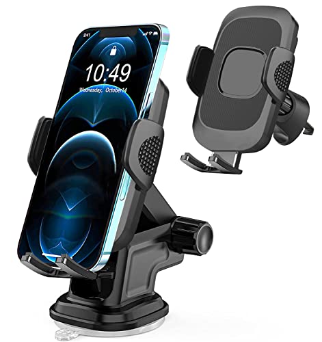 3 in 1 Car Phone Holder Dashboard/Windshield/Air Vent,Car Mount Cradle for Samsung S20 S21 S23 Plus Ultra FE 5G A23 A13 A53 A14 A52 A72 A32,iPhone 12 14 11 13 Pro Max XR XS,Xiaomi Redmi Note 10 9 Pro